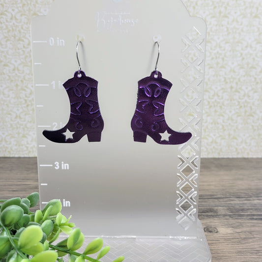 Cowboy Boots Embossed Leather | Shiny Purple