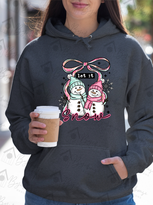Let It Snow Snowman Couple w/sleeves | Sweatshirt or Hoodie Unisex