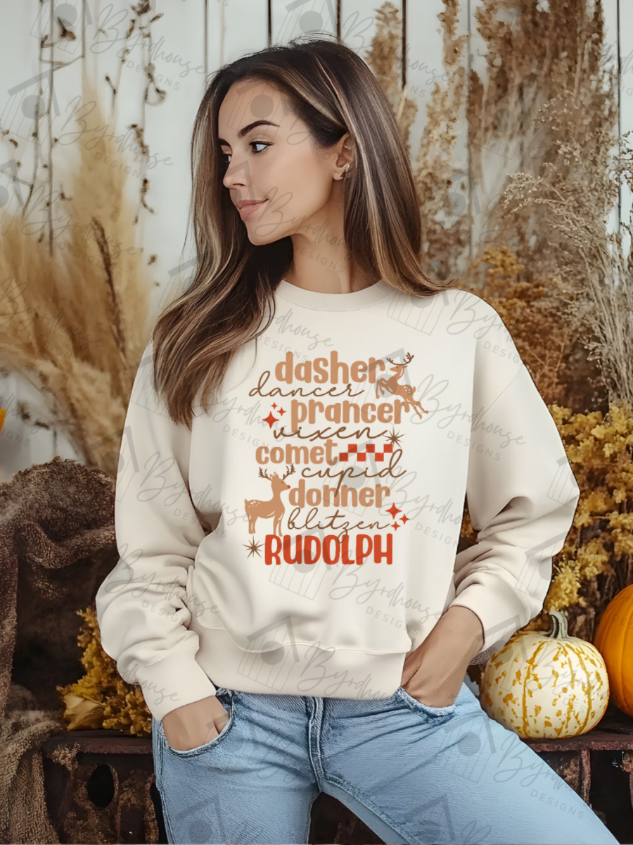 Reindeer List Dancer Prancer Rudolph | Sweatshirt or Hoodie Unisex