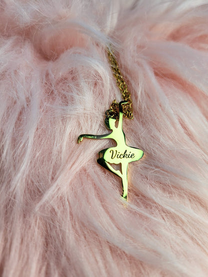 Personalized Ballerina Dance Charm Necklace Silver or Gold