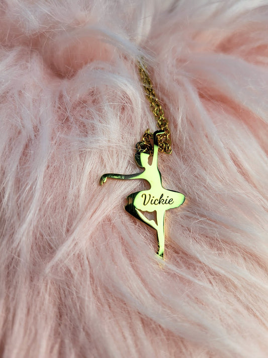 Personalized Ballerina Dance Charm Necklace Silver or Gold