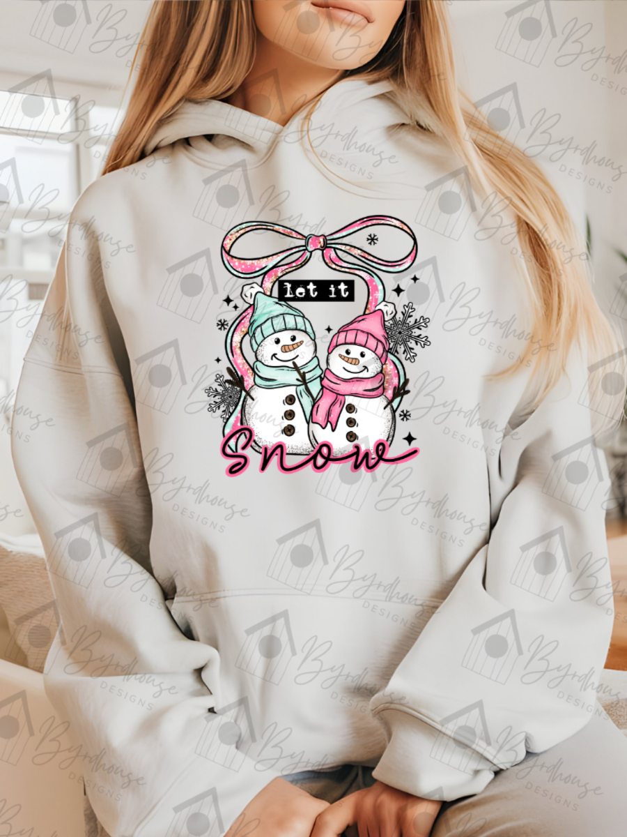 Let It Snow Snowman Couple w/sleeves | Sweatshirt or Hoodie Unisex