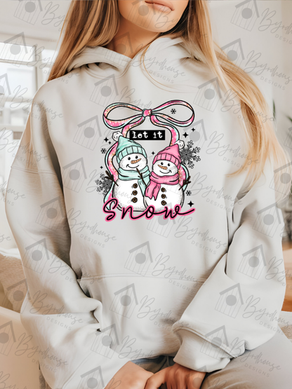 Let It Snow Snowman Couple w/sleeves | Sweatshirt or Hoodie Unisex