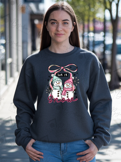 Let It Snow Snowman Couple w/sleeves | Sweatshirt or Hoodie Unisex