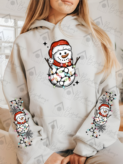 Christmas Lights Wrapped Snowman w/sleeves | Sweatshirt or Hoodie Unisex