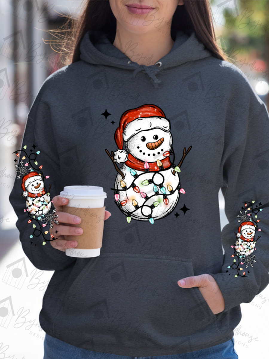Christmas Lights Wrapped Snowman w/sleeves | Sweatshirt or Hoodie Unisex