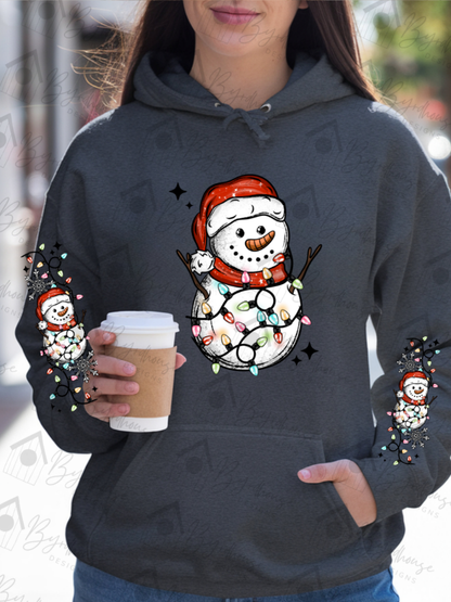 Christmas Lights Wrapped Snowman w/sleeves | Sweatshirt or Hoodie Unisex